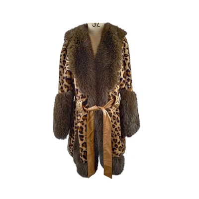 Palton lung cu imprimeu leopard de lux